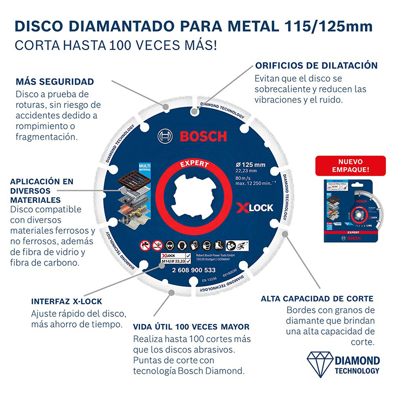 02002 DISCO BOSCH XLOCK DIAMANTADO METAL WHEEL