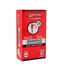 GRAMPA SUJETA CABLE- COAXI C 9 NEGRA Y BLANCAS TACSA